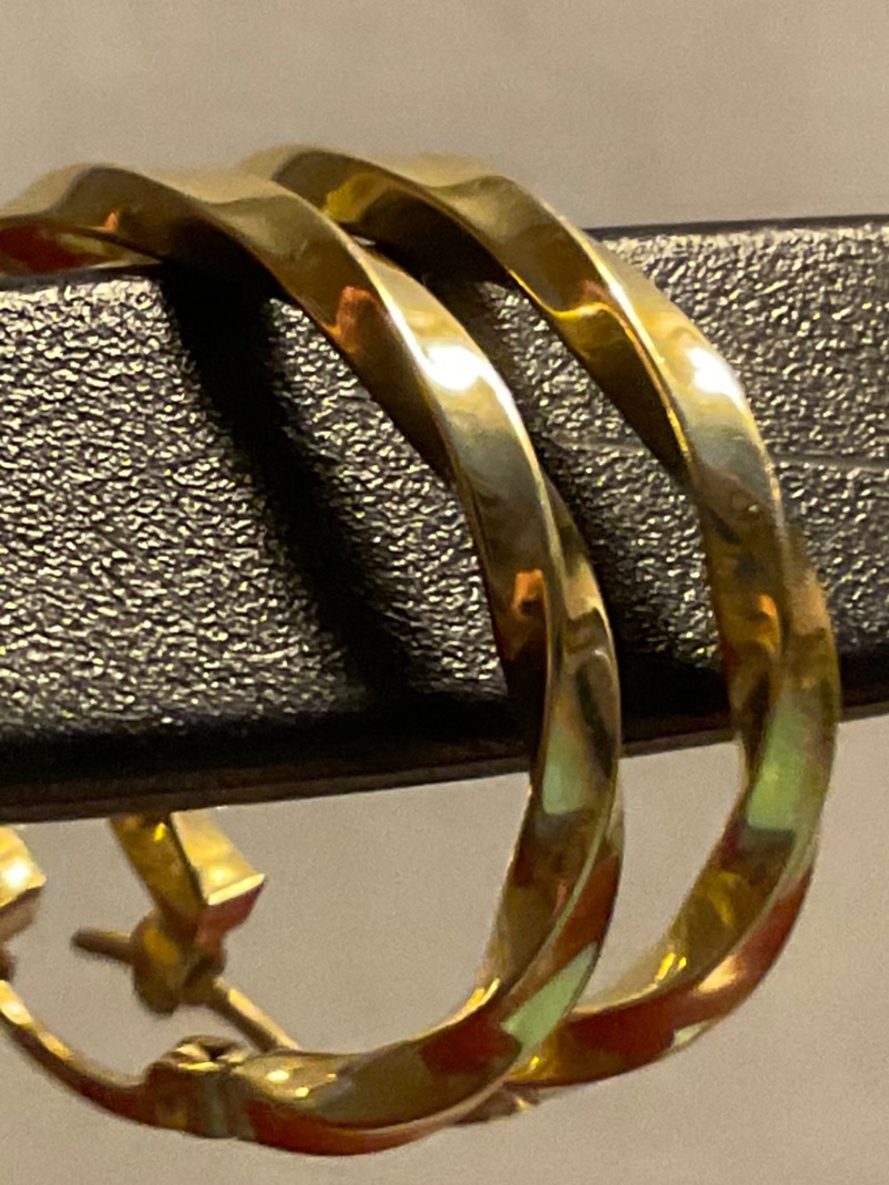Solid 14K Gold Twisted Hoop Earrings Italy - Picture 7 of 12
